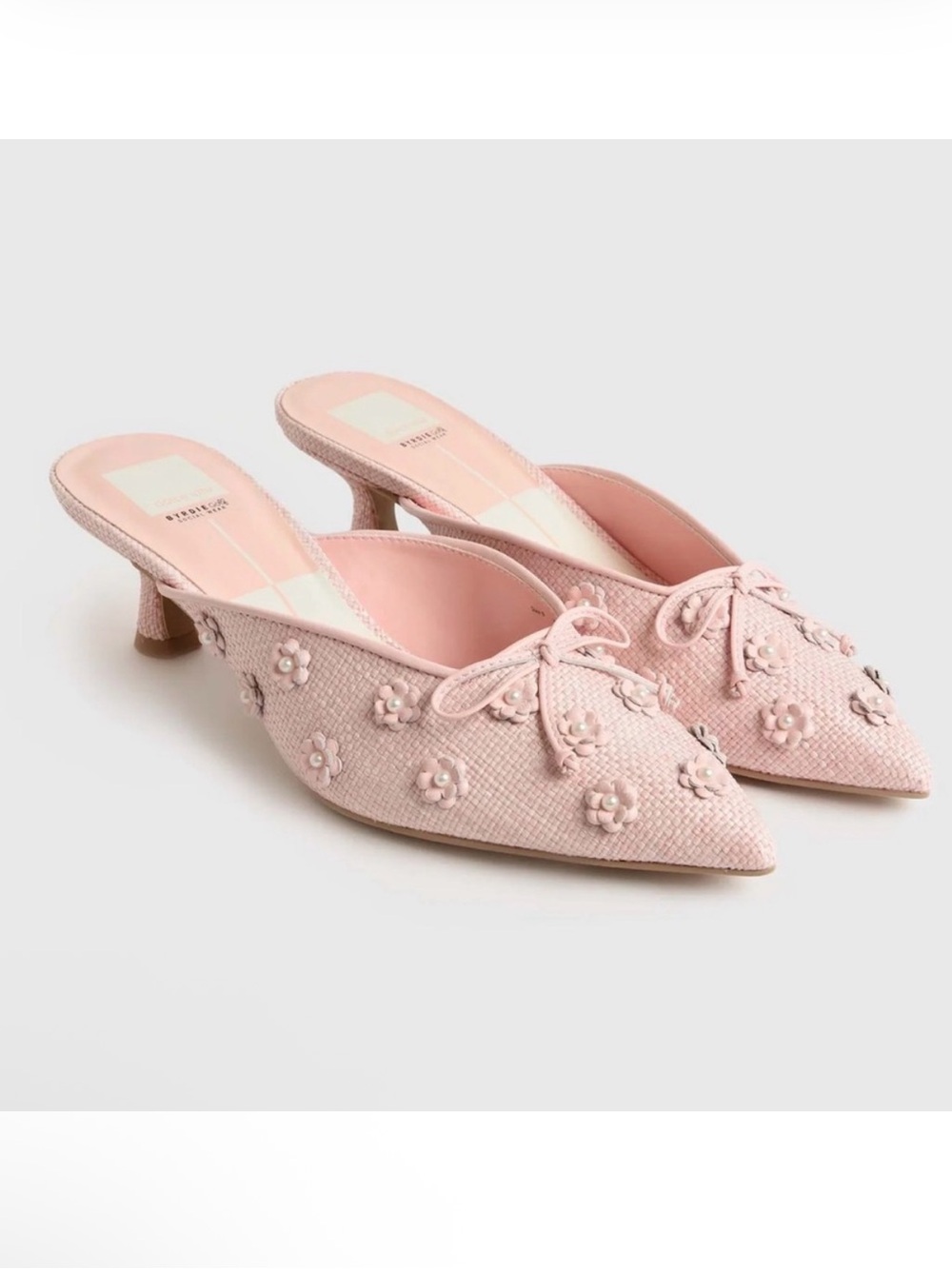 Dolce Vita x Byrdie Golf Camilo Pink Slide On Flower Applique Mules Size 8.5W - Picture 4 of 15